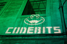 Codebits projected on a wall