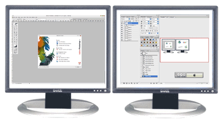 Working on Adobe Photoshop ® in a dual monitors setup