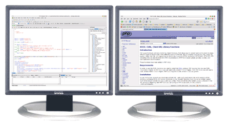 Coding in a dual monitors setup